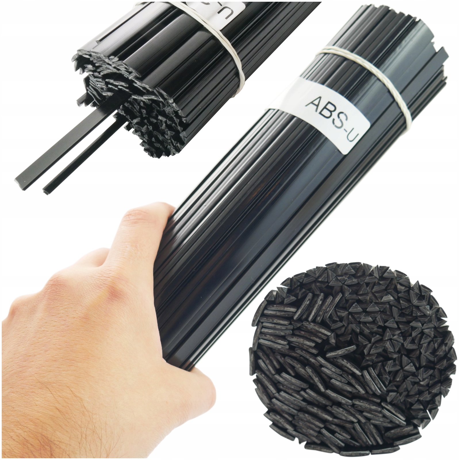 Spojovací Materiál pro svařování plastů Abs-u Abs/u 1 kg MIX proužků a trojúhelníků