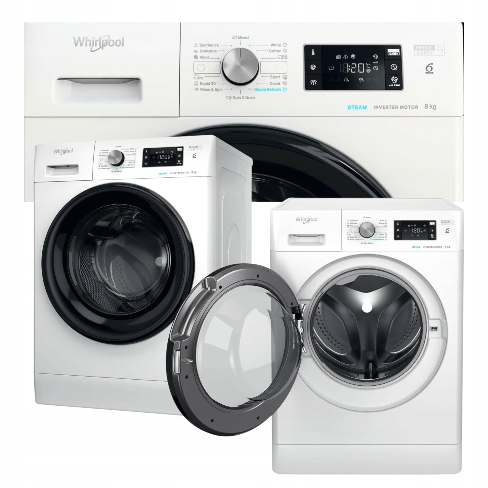 Pralka Whirlpool FFB8458BVEE 8kg 1400obr Para Inwerter Slim SteamCare