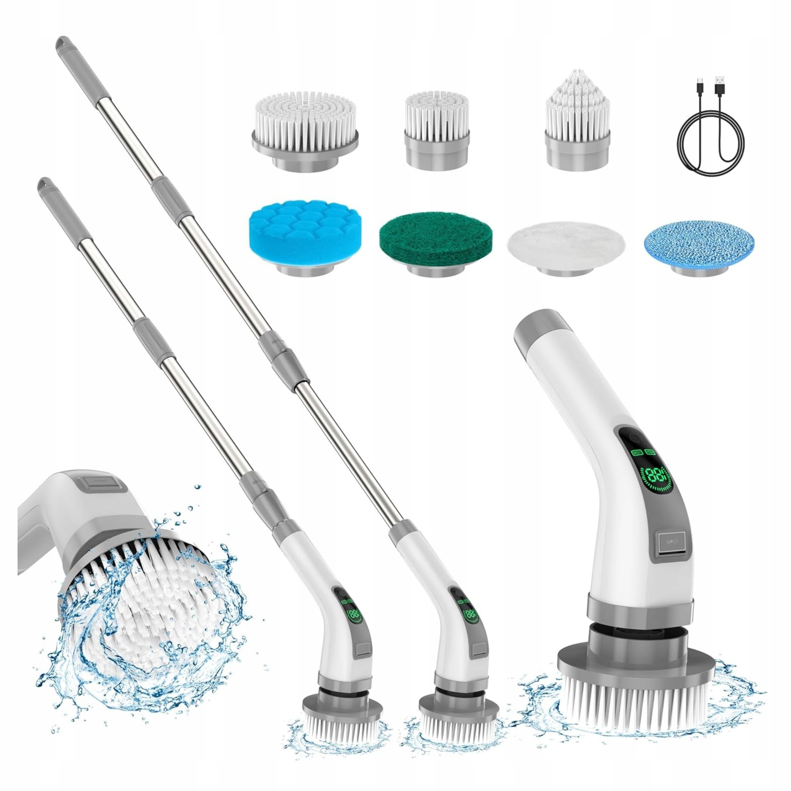 Elektrický rotační kartáč 7v1 pro úklid kuchyňské koupelny 110 cm Akum