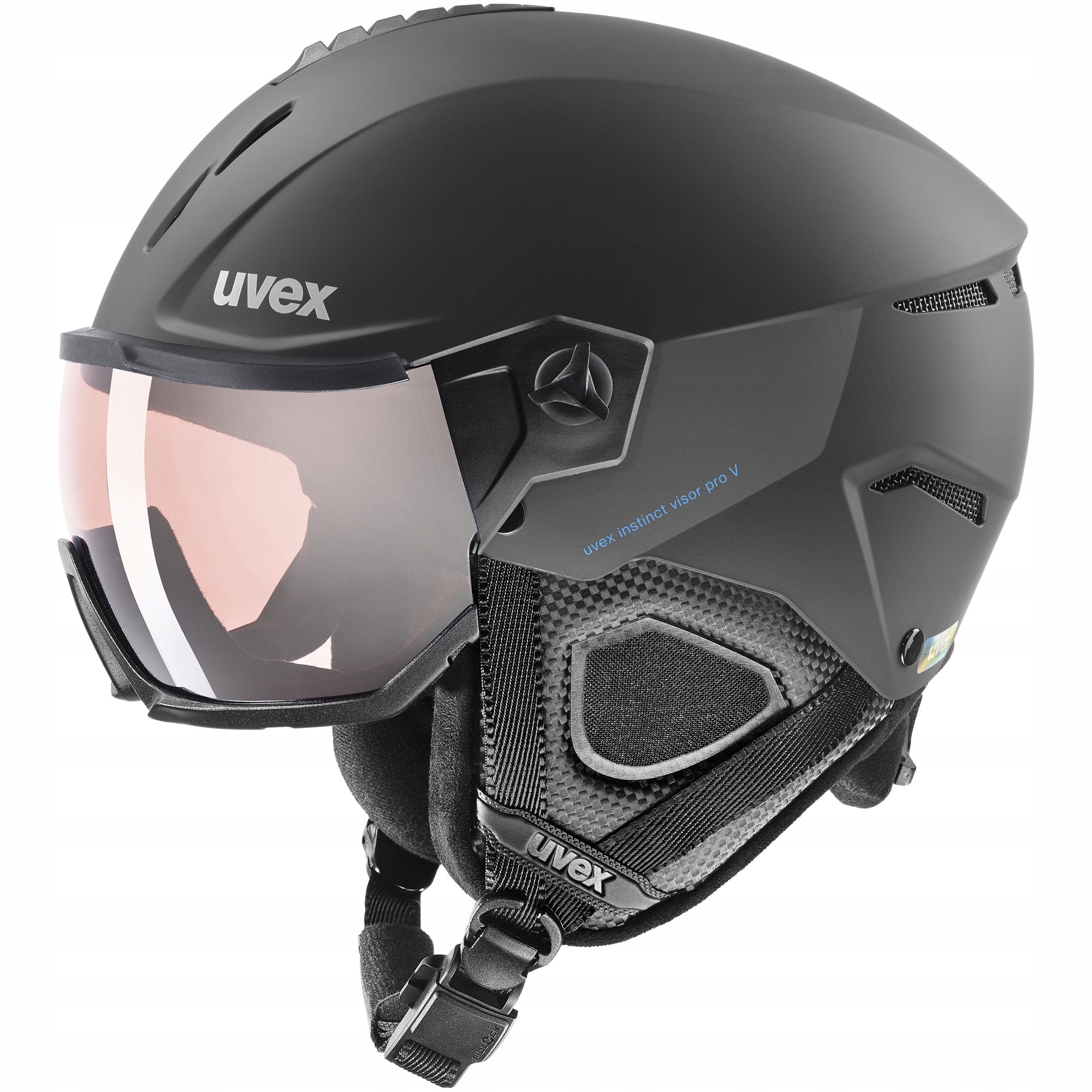 Lyžařská přilba Uvex Instinct Visor Pro V 59-61 cm Black Mat Vario S1-S2