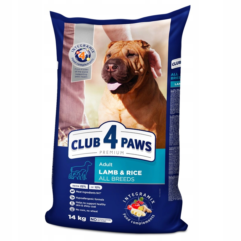 Club 4 Paws Premium suché krmivo pro psy jehněčí a rýže 14 kg