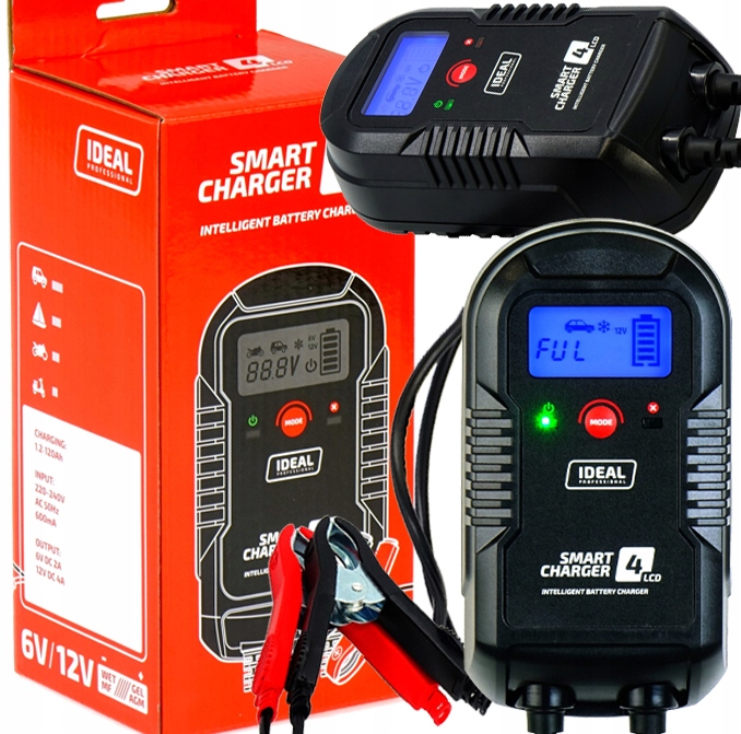 Inteligentní usměrňovač do auta pro akumulátor 6V 12V Ideal Smart 4 LCD