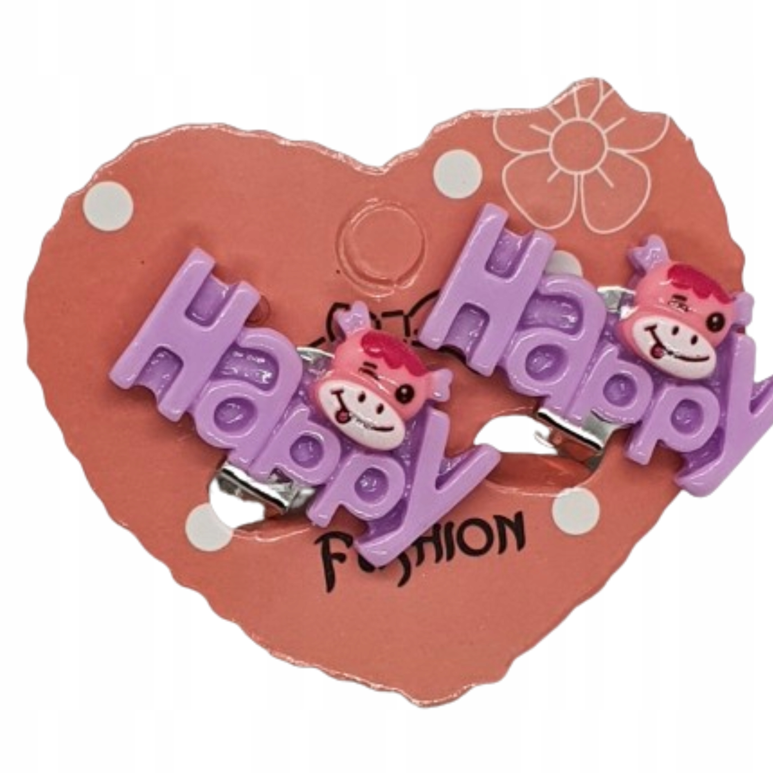 KLIPSY KOLCZYKI DZIECI DZIEWCZYNKI RĘCZNIE ROBIONE HAPPY FIOLETOWE