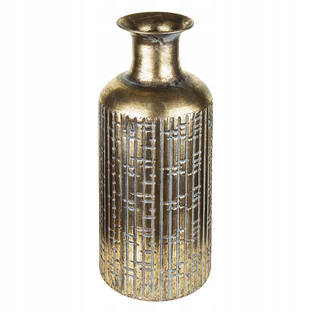 

Wazon Metalowy Złoty Tłoczony 45x19cm Butelka 40