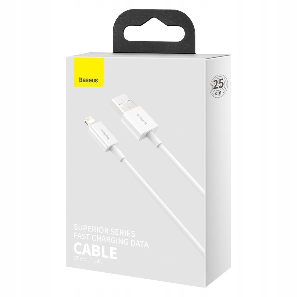 Kabel Lightning USB Baseus do iPhone Apple 0,25M Kolor biały