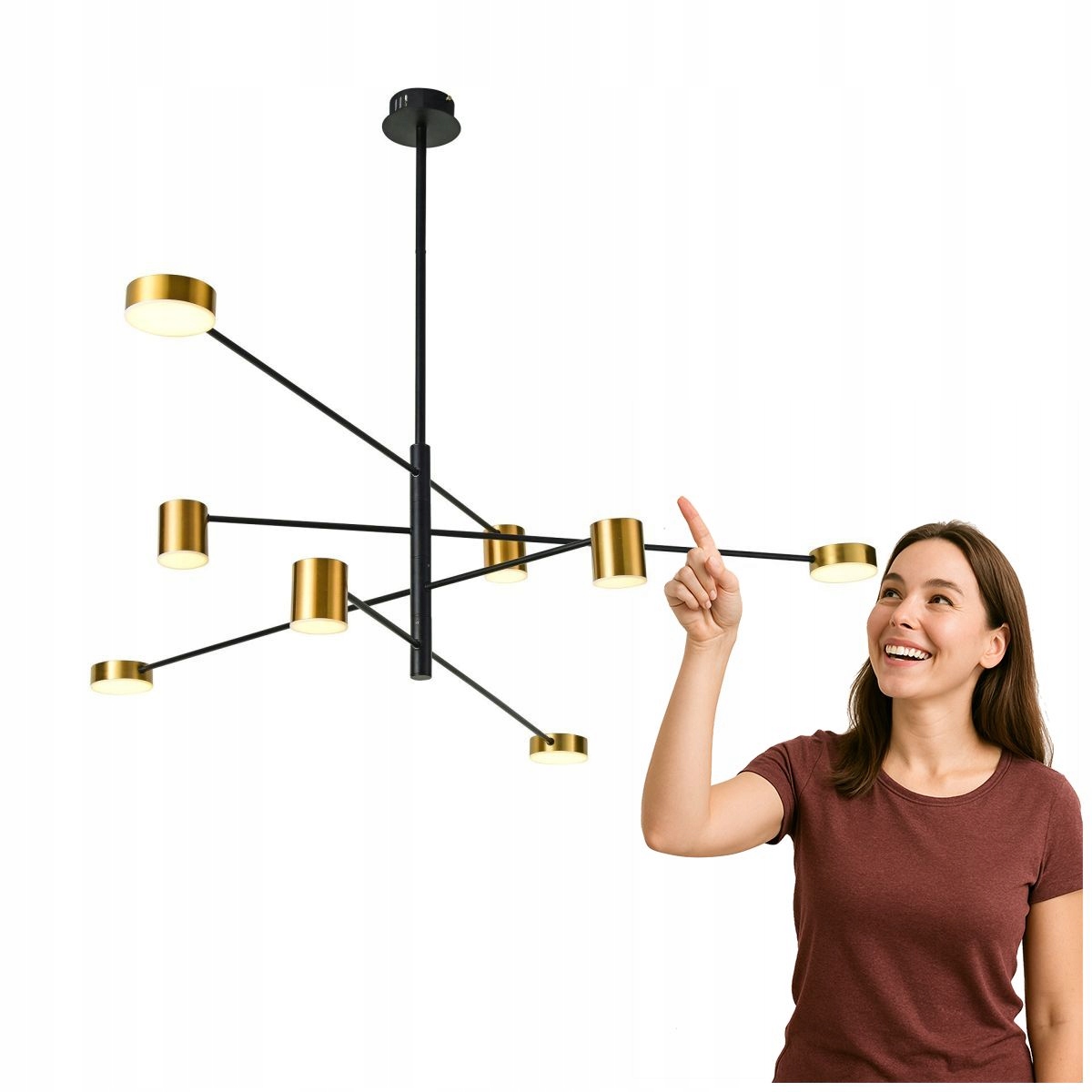 Závěsná lampa Remdal PND-16374-8 Bk+gd Italux