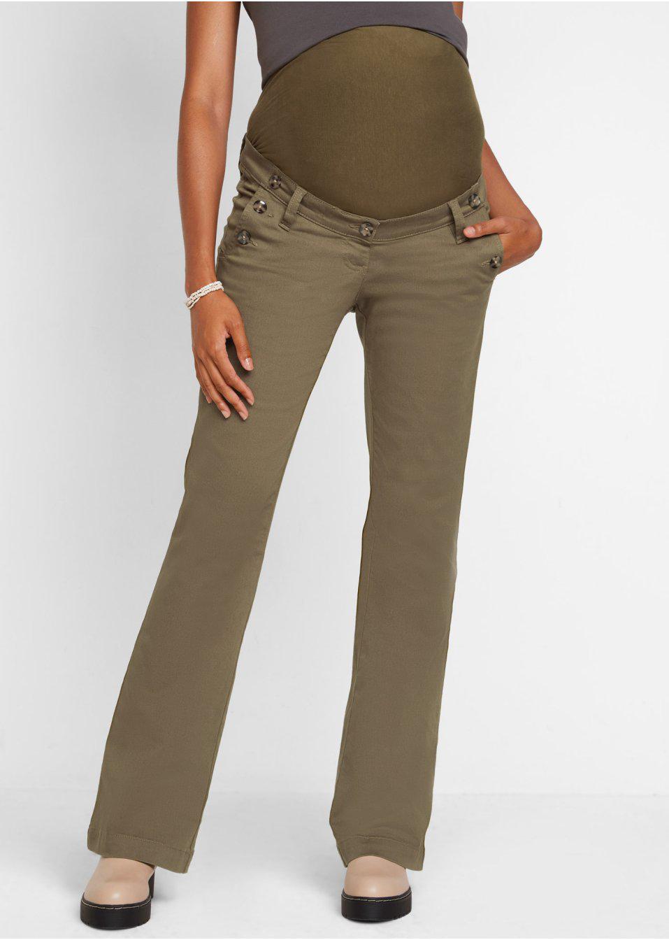 52 Bonprix _DYI PROSTE SPODNIE CIĄŻOWE KHAKI Kolor zielony