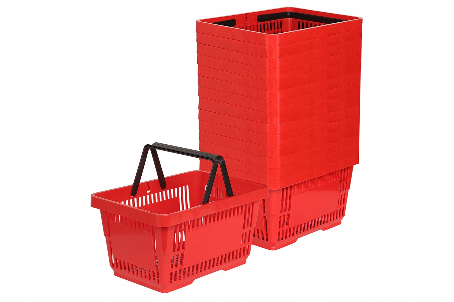 15 x košík 2 rukojeti nákupní košík, nákupní košík Červený