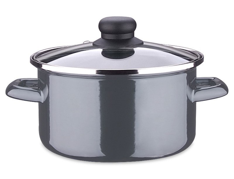 garnek emaliowany + pokrywka 14cm BLACK | 120214 — 2