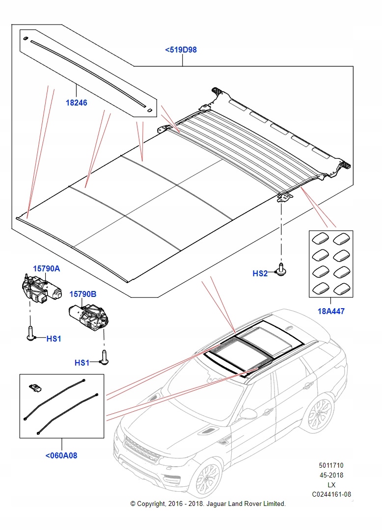Silniczek szyberdachu panoramy RANGE ROVER SPORT Version European