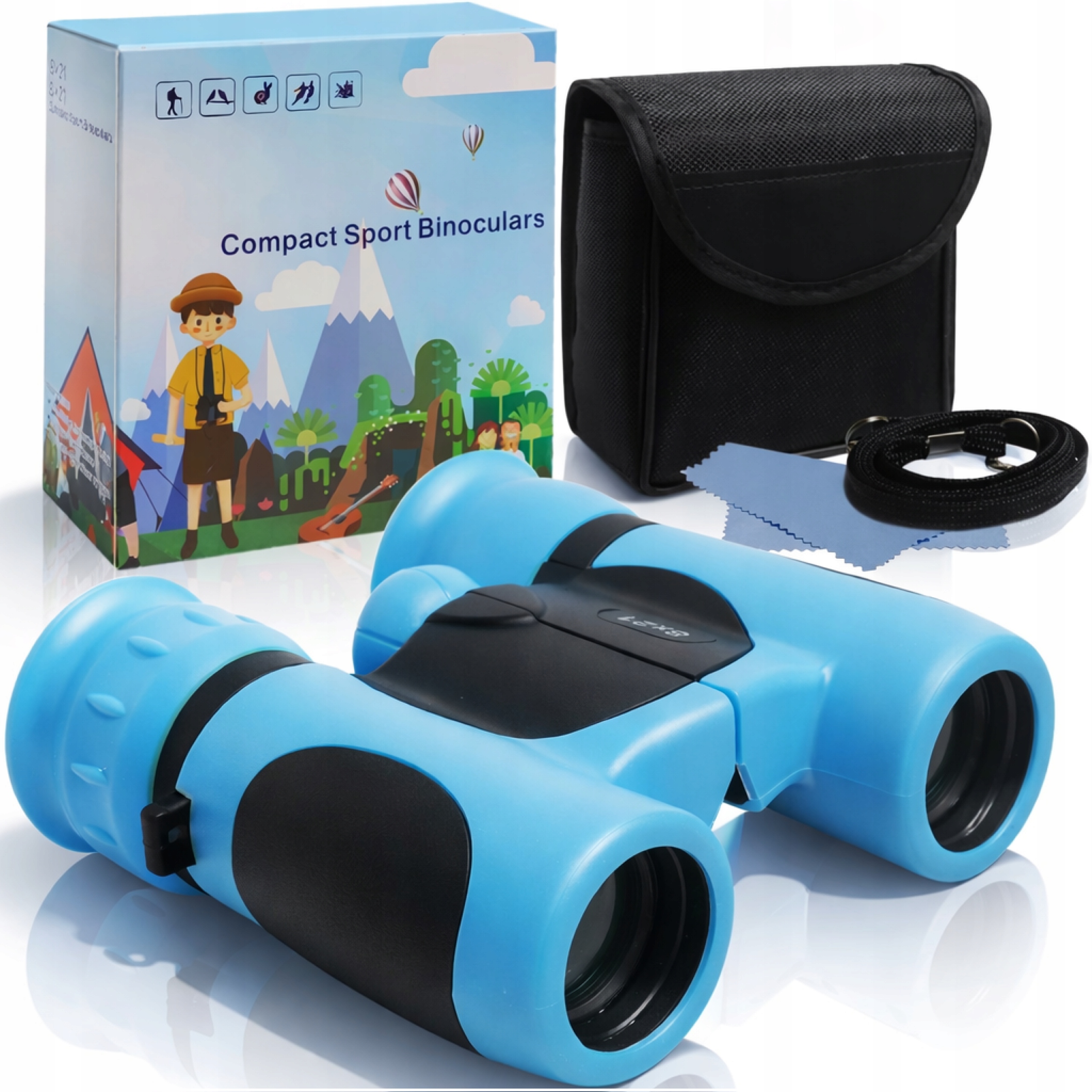 LORNETKA POWIĘKSZENIE 8x21 TURYSTYCZNA DLA DZIECI OPTYKA DZIEŃ NOC + ETUI