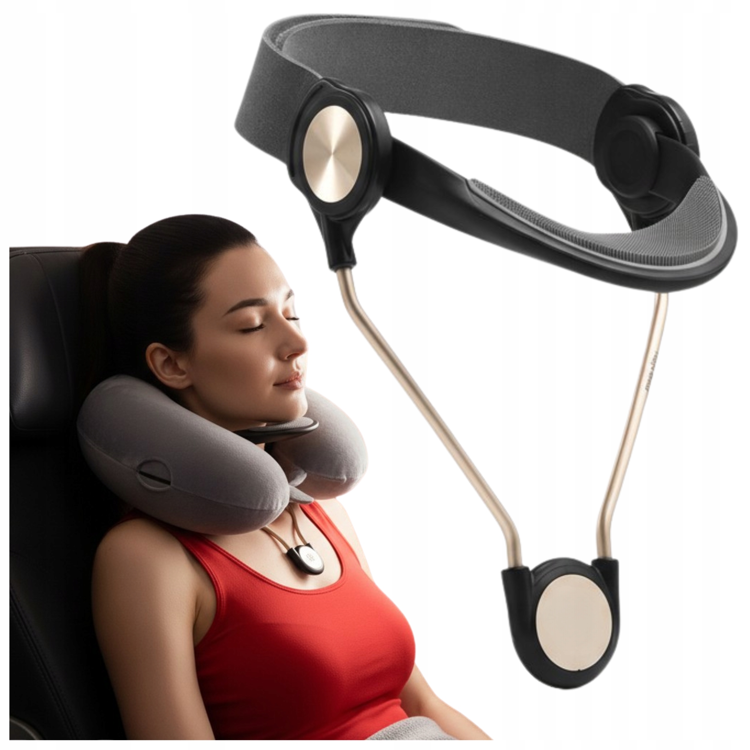 Držák podpírající bradu a hlavu pro spaní v letadle, univerzální