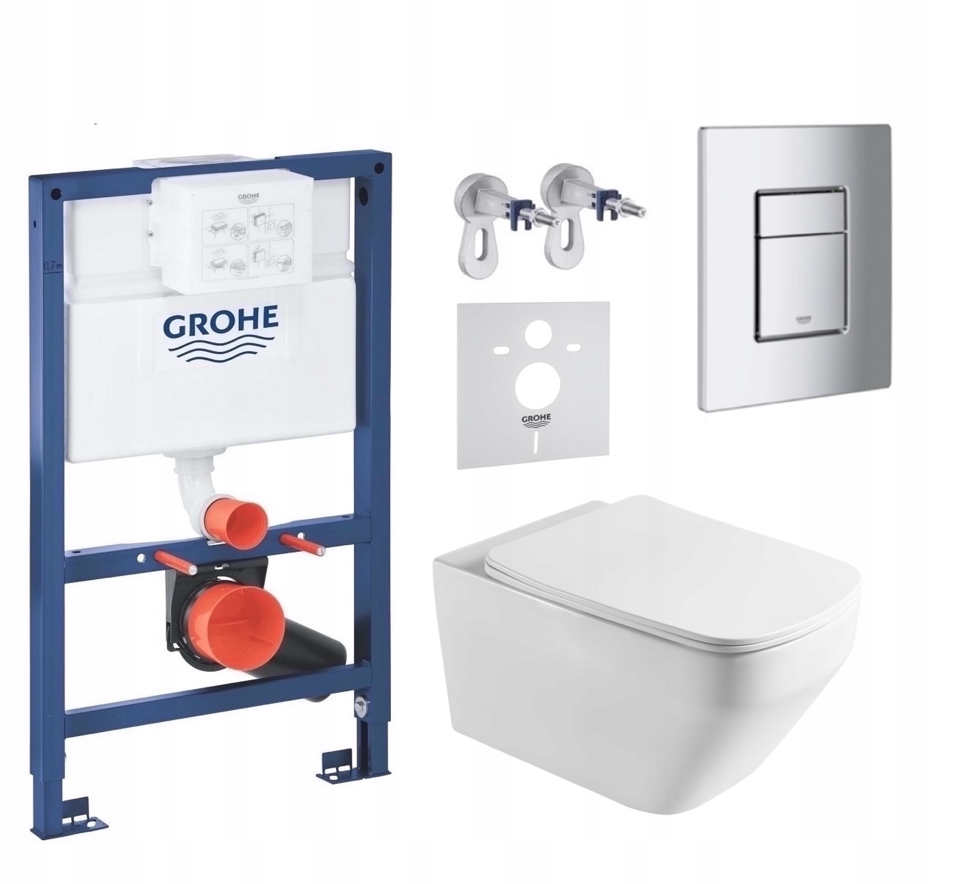 7v1 Wc Sada Stelaz Grohe 820 mm, Wc Miska Tornado Imprese, Tlačidlo Fresh
