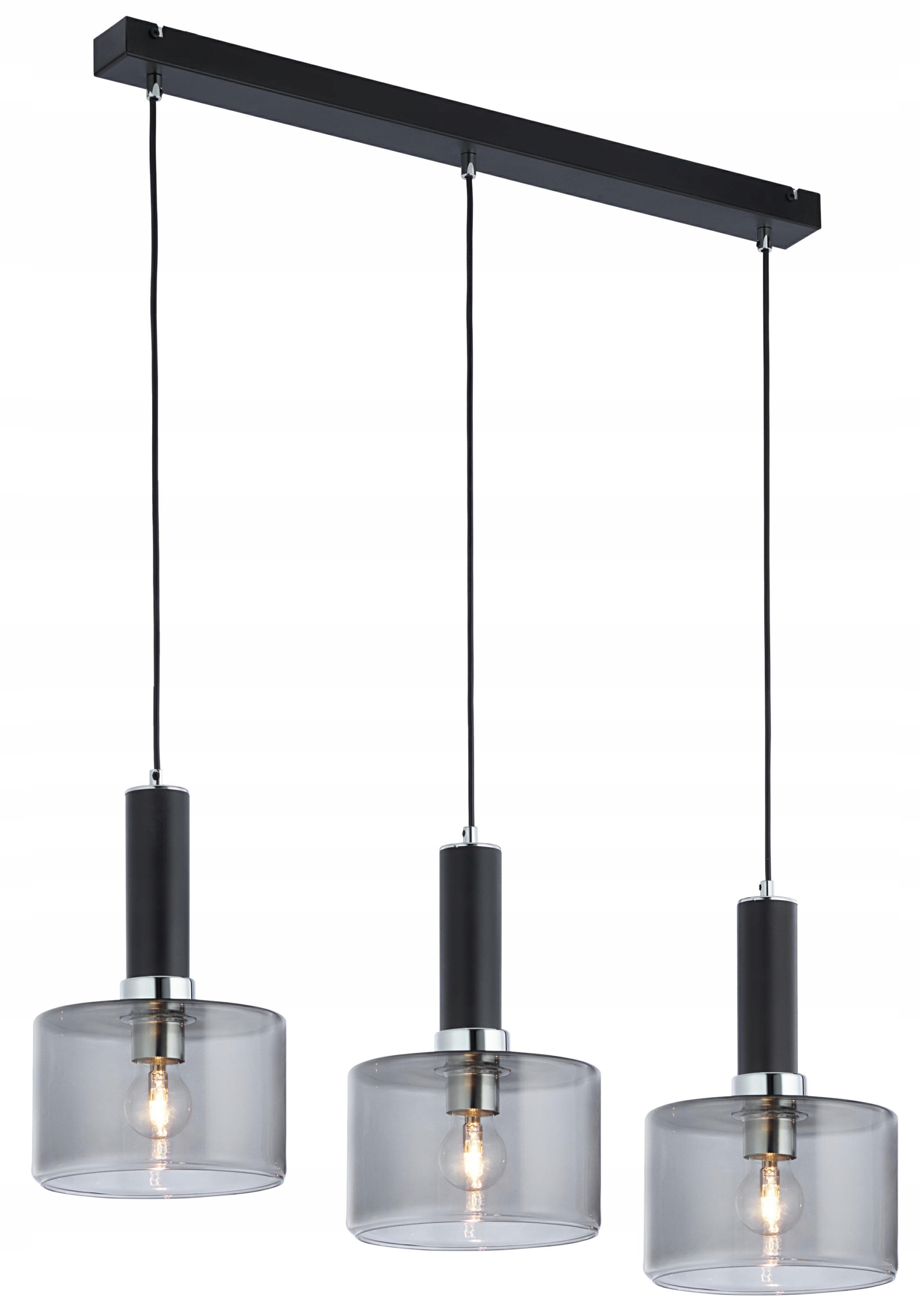 Závěsná lampa Vanes Stříbrná Kouřová Skleněná Stínidla 3xE27 Stropní Svítidlo Dům