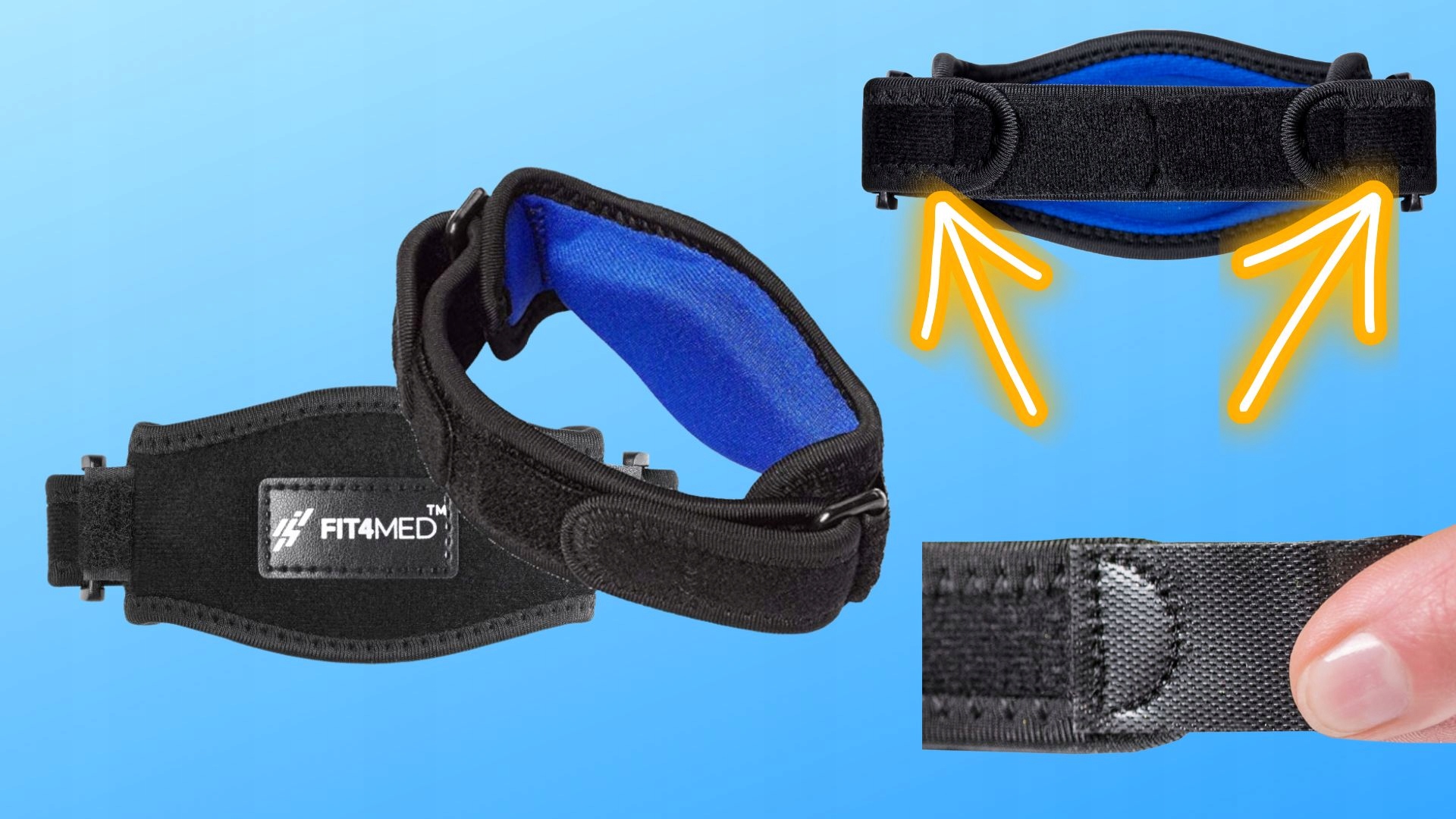 OPASKA ŁOKIEĆ TENISISTY GOLFISTY Z PODKŁADKĄ ŻELOWĄ REGULOWANA ORTEZA UNI Właściwości oddychające