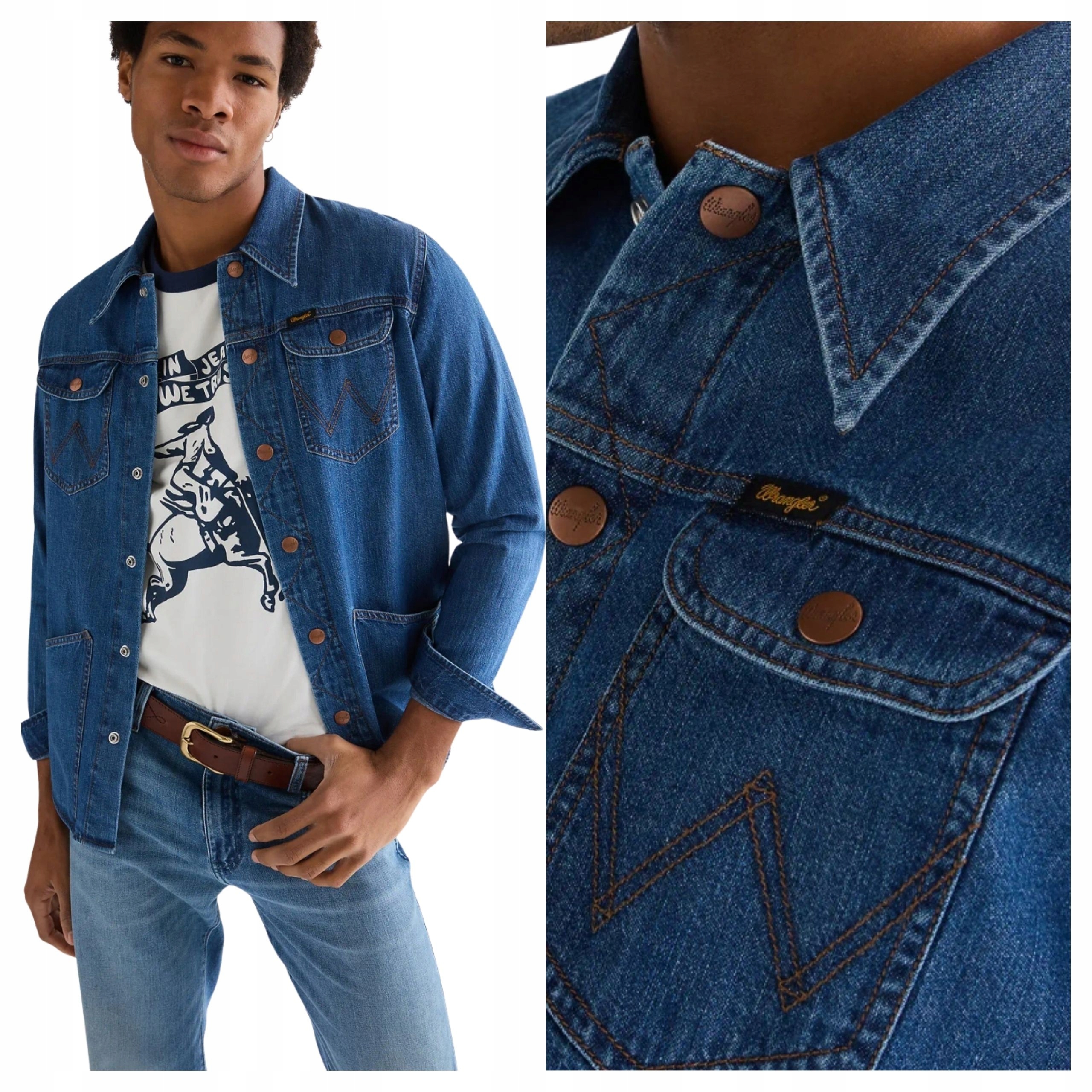 Pánská košile Wrangler Wrange Shirt Bavlněná modrá Košile XL