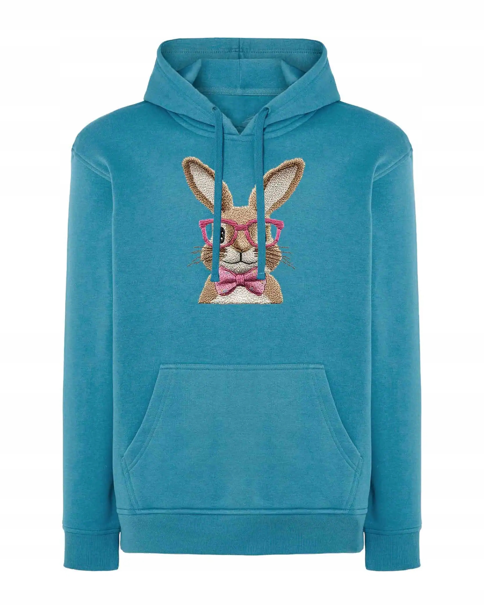 Mikina s kapucí Velikonoce zajíčkem a motýlkem modrá M