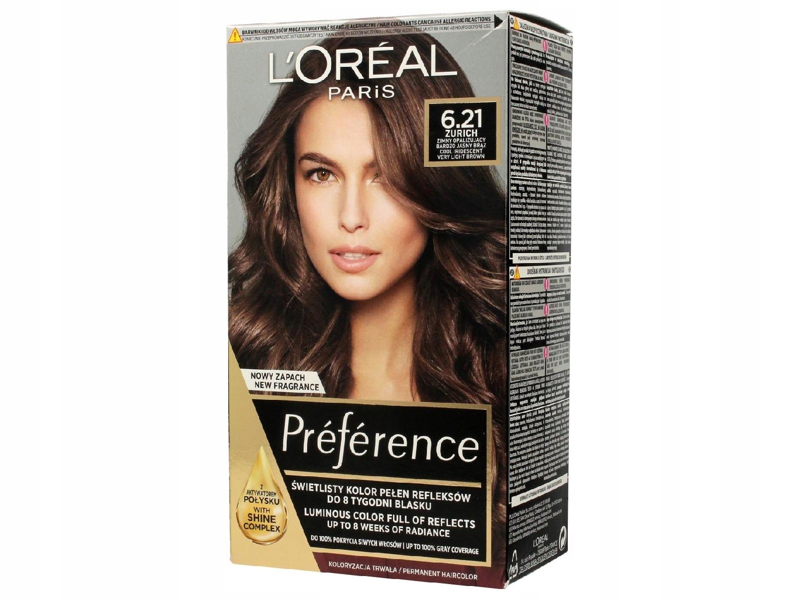 2X L'Oréal Preference Barva Na Vlasy 6.21 Zurich Studený Velmi Světlý Bronz 2