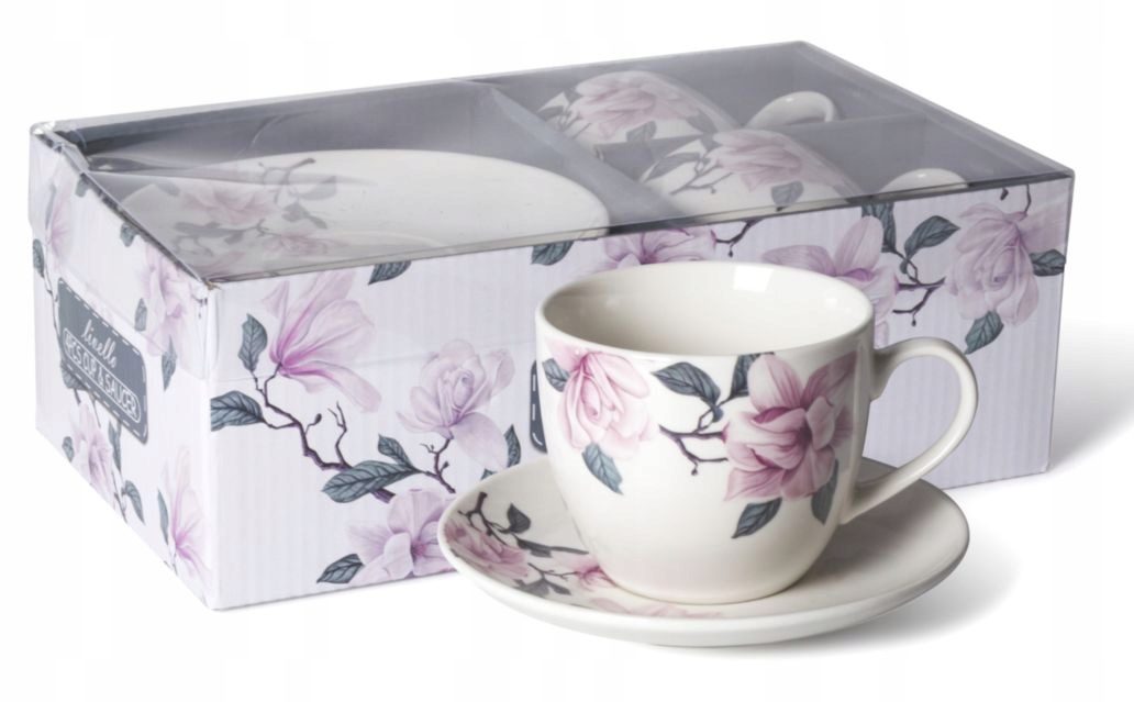 

2 filiżanki z porcelany magnolia pudełko Livello