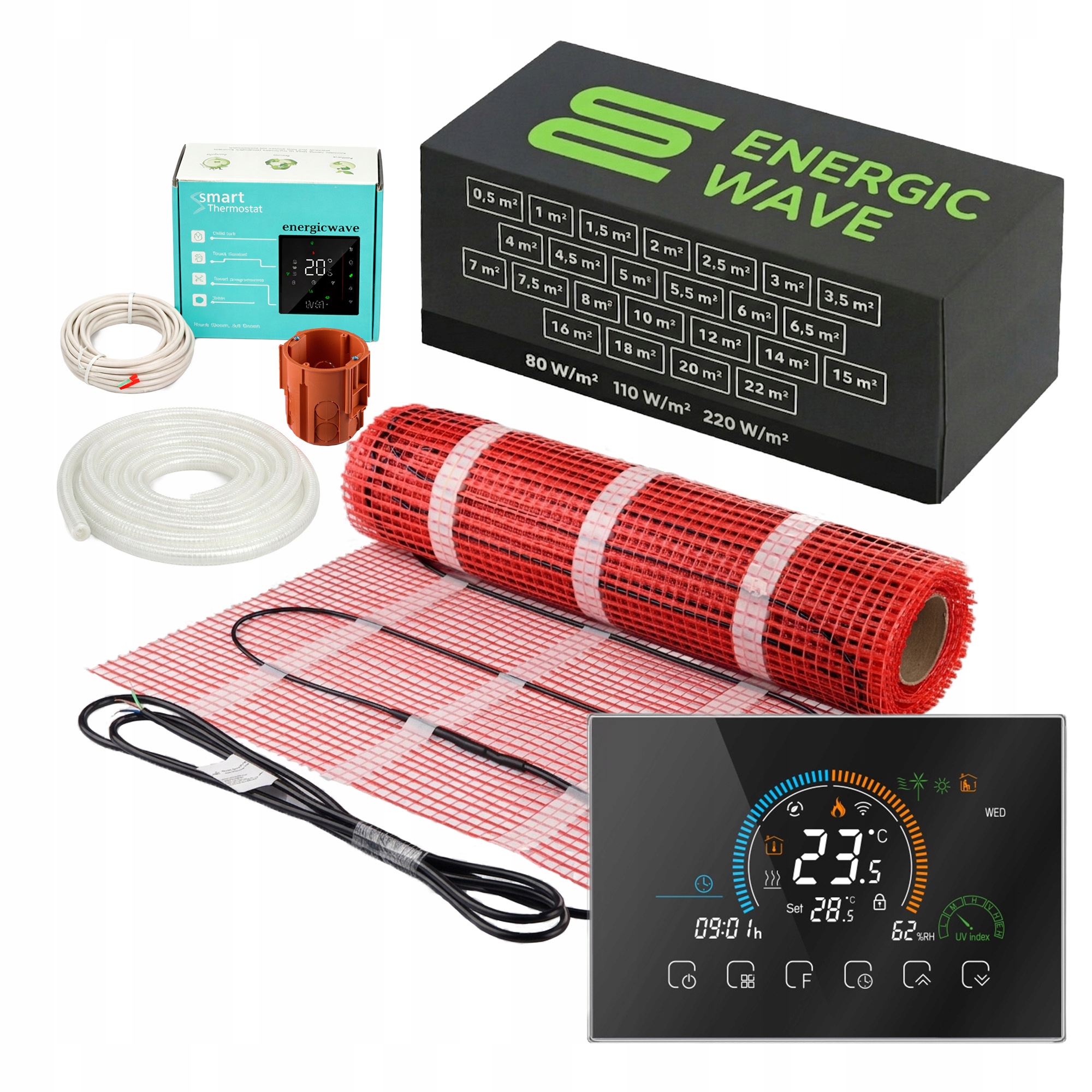 Vykurovacia rohož 150 W 1 m2 Termostat Wifi Vykurovacia rohož Komplet