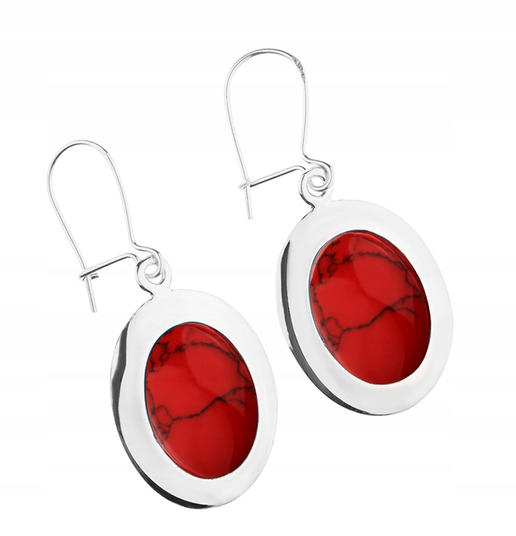 

Srebrne Kolczyki Owalne Z Koralami Wiszące pr.925!