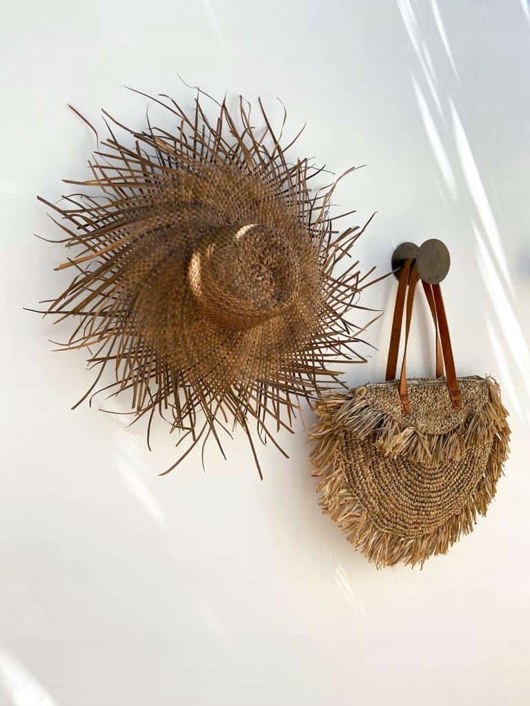 KAPELUSZ SŁOMKOWY Brązowy Kapelusz Słomka Pleciony Rodzaj słomkowy