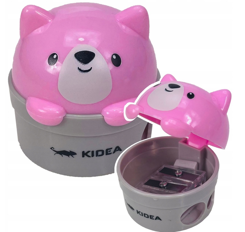 KIDEA TEMPERÓWKA OSTRZAŁKA PODWÓJNA DWIE GRUBOSCI KREDEK ZWIERZAKI 1 sztuka