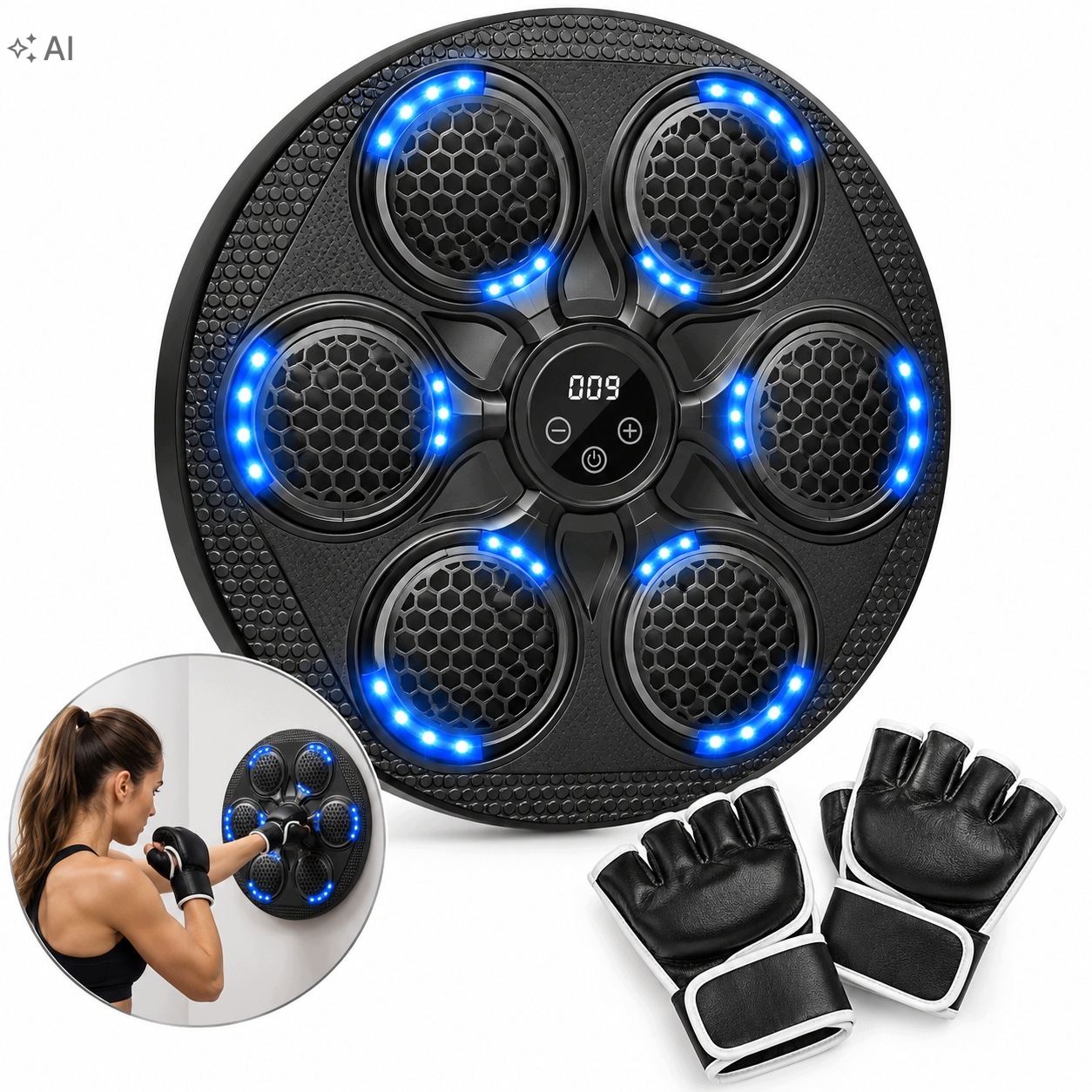 Hudební Led Boxovací Kotouč 43 cm Bluetooth 15 Úrovní Usb Rukavice