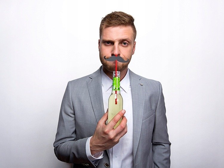 Czerwone Słomki Czarne Wąsy na ślub urodziny 6szt Marka Party Deco