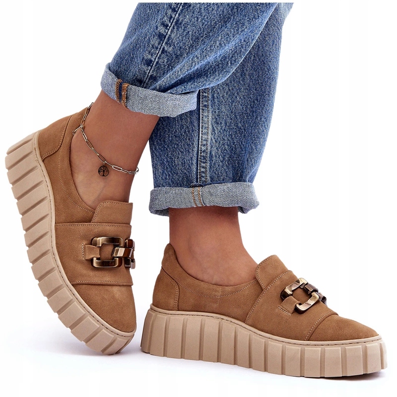 Dámské Semišové Polobotky Lewski 3398 Tmavě Béžová 40