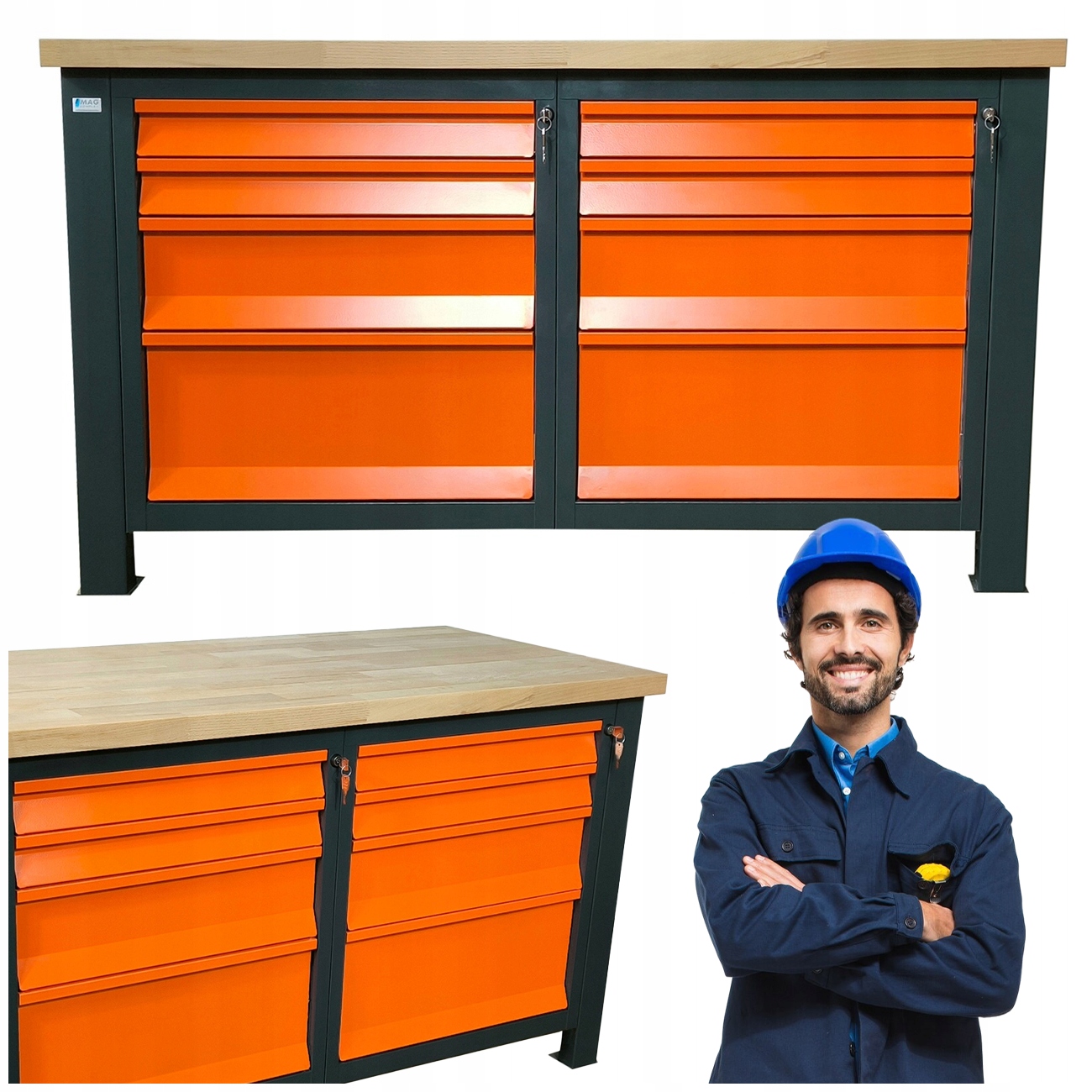 Kovový Pracovní Stůl Silný Průmyslový Pro Dílnu 145X68X83