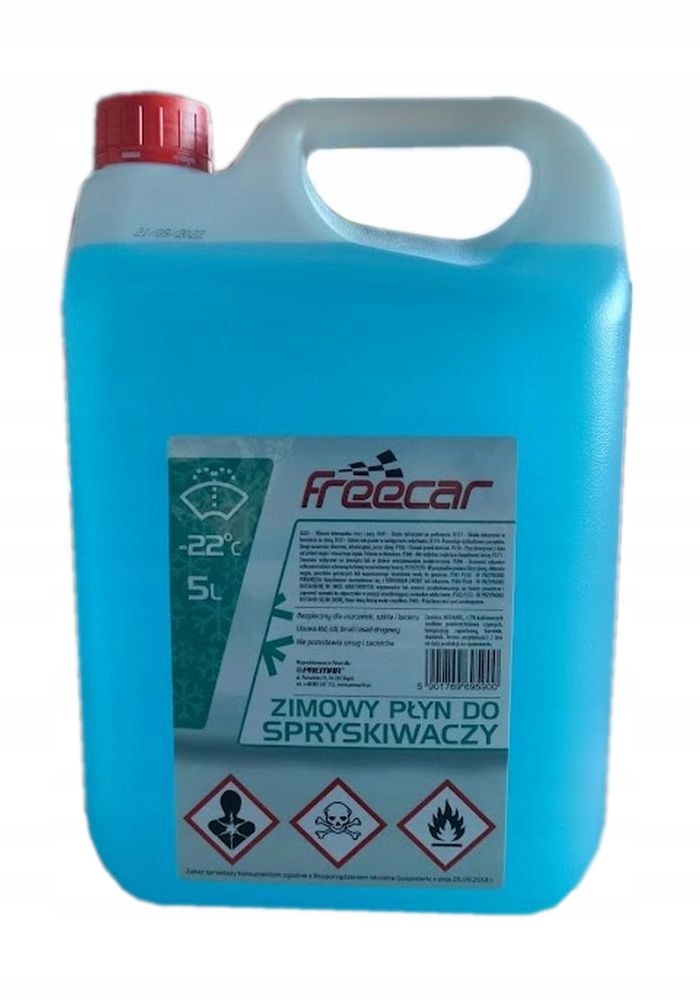 Płyn zimowy do spryskiwaczy FREECAR -22C 5L * 120 SZTUK CAŁA PALETA METANOL EAN (GTIN) 5901769695900