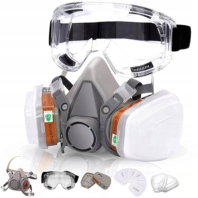 MASKA GAZOWA PÓŁTWARZOWA 6200 Z OKULAMI + FILTRY, DO MALOWANIA, PYŁU, CHEMIKALII