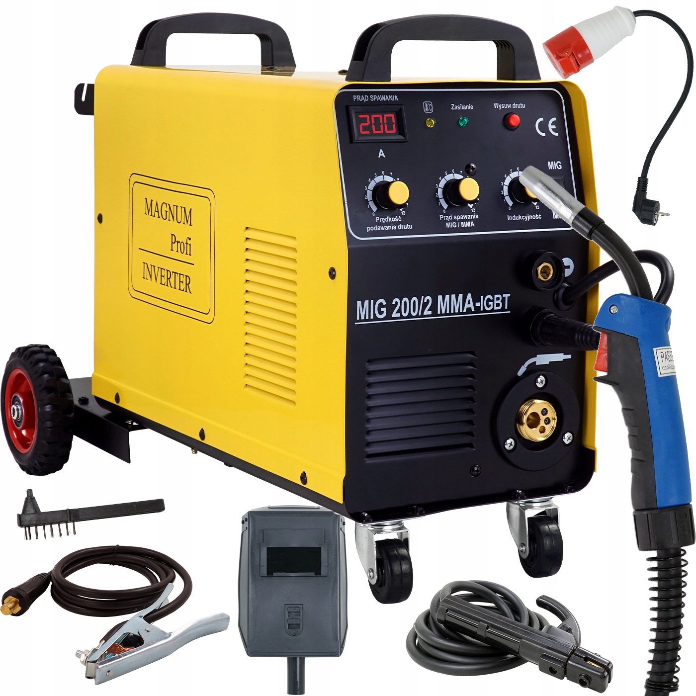 Spawarka Migomat Magnum Mig 200A 230V 400V Inwertorowa Igbt Podwozie Mma
