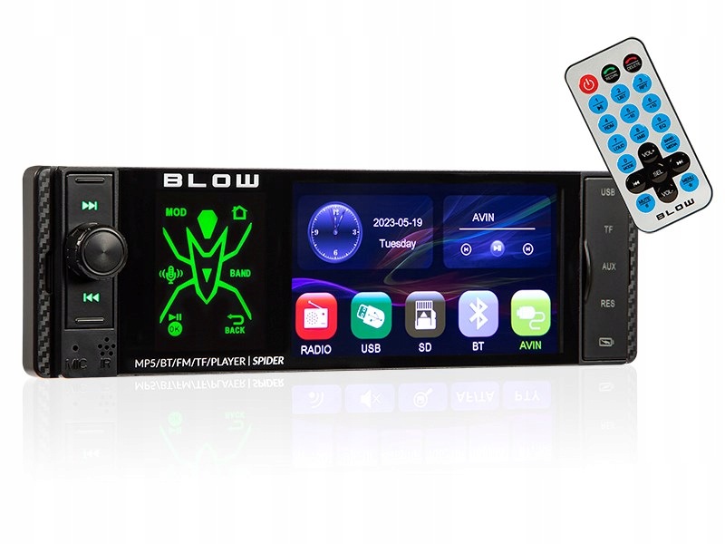 Radio samochodowe Bluetooth 4.0 MP3 microSD 60W podświetlane