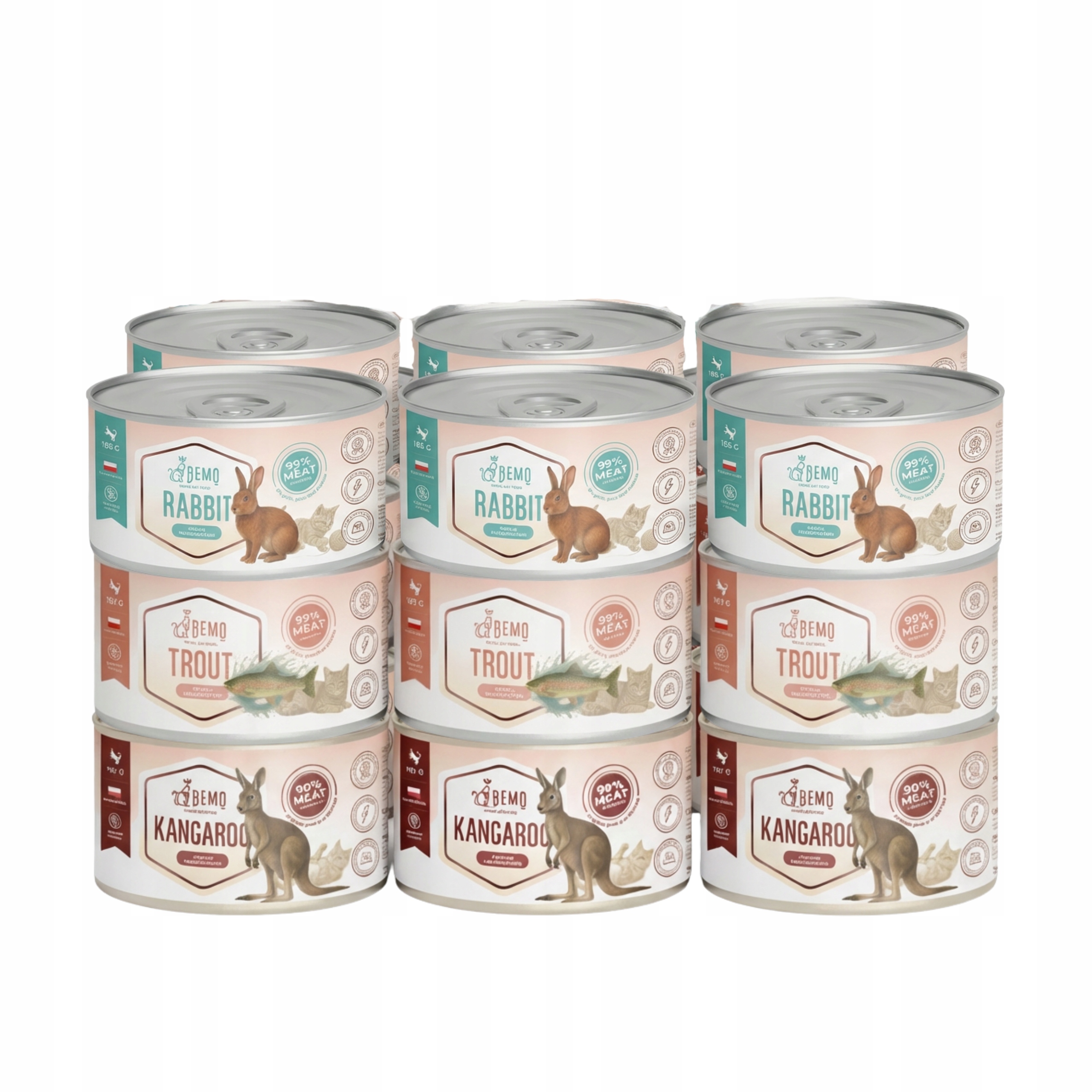 Levně Krmivo mokré pro kočky konzerva Bemo Cat 18x185 g mix chutí hypoalergenní