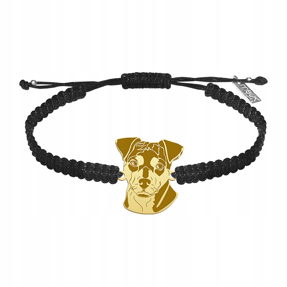 Zlatý náramek se psem plemene Brazilský teriér 925 Makramé Dárek Gravírování