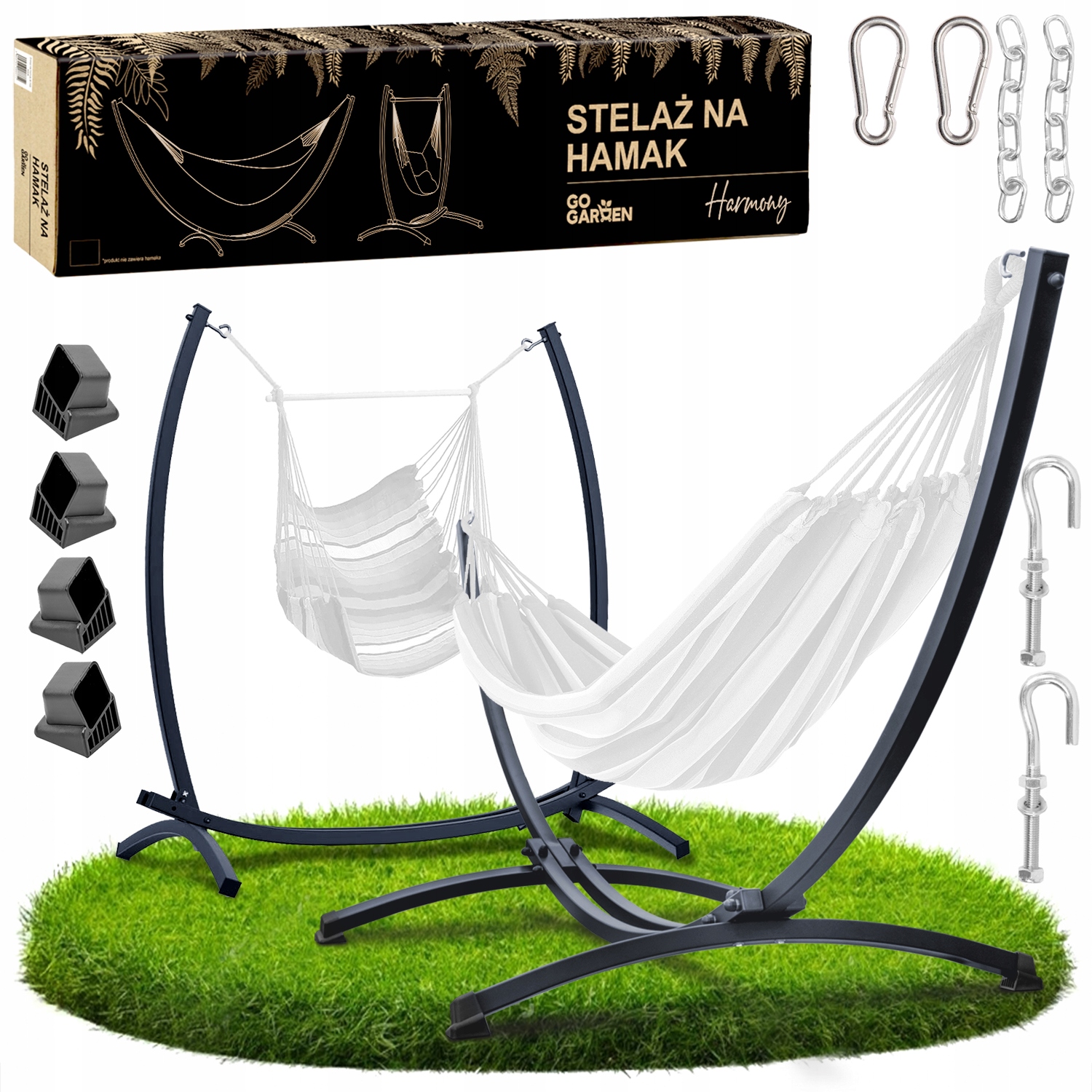 Stelaż do hamaka huśtawki stojak ogrodowy metalowy krzesło brazylijskie 2w1