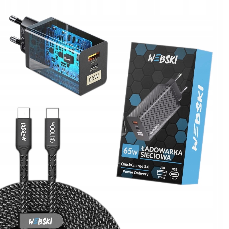 

Ładowarka GaN 65W Kabel Power Delivery