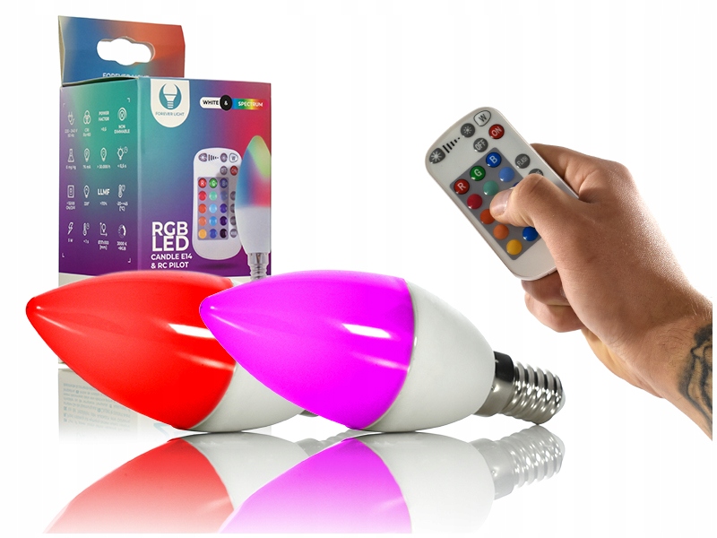 

2x Kolorowa Żarówka Zmieniająca Pilot E14