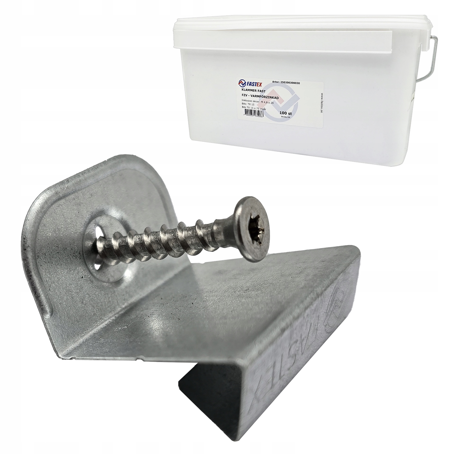 Haftra pevná pozinkovaná 30x30 spona na montáž plechu 500ks Fastex