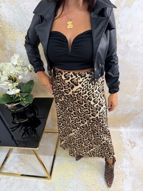 Panterka sukně 7/8 midi vel. S vel.36 High Waist