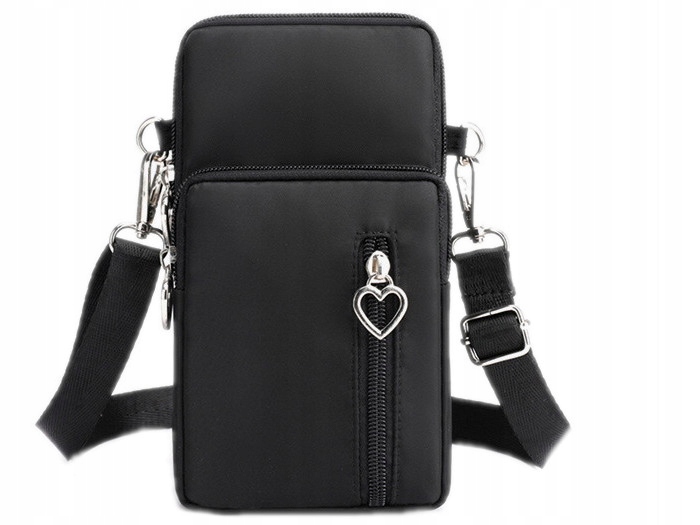 Torebka CZARNA MINI Kopertówka na Telefon Portfel