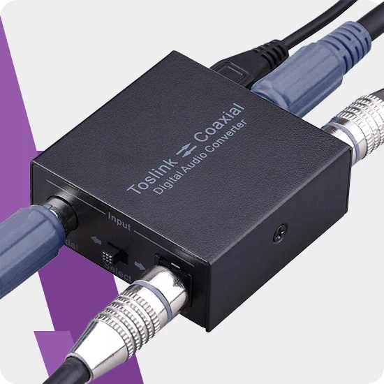 Konwerter Audio Coaxial na Toslink SPDiF OPTYCZNY dwukierunkowy 2x RCA Model HDC09