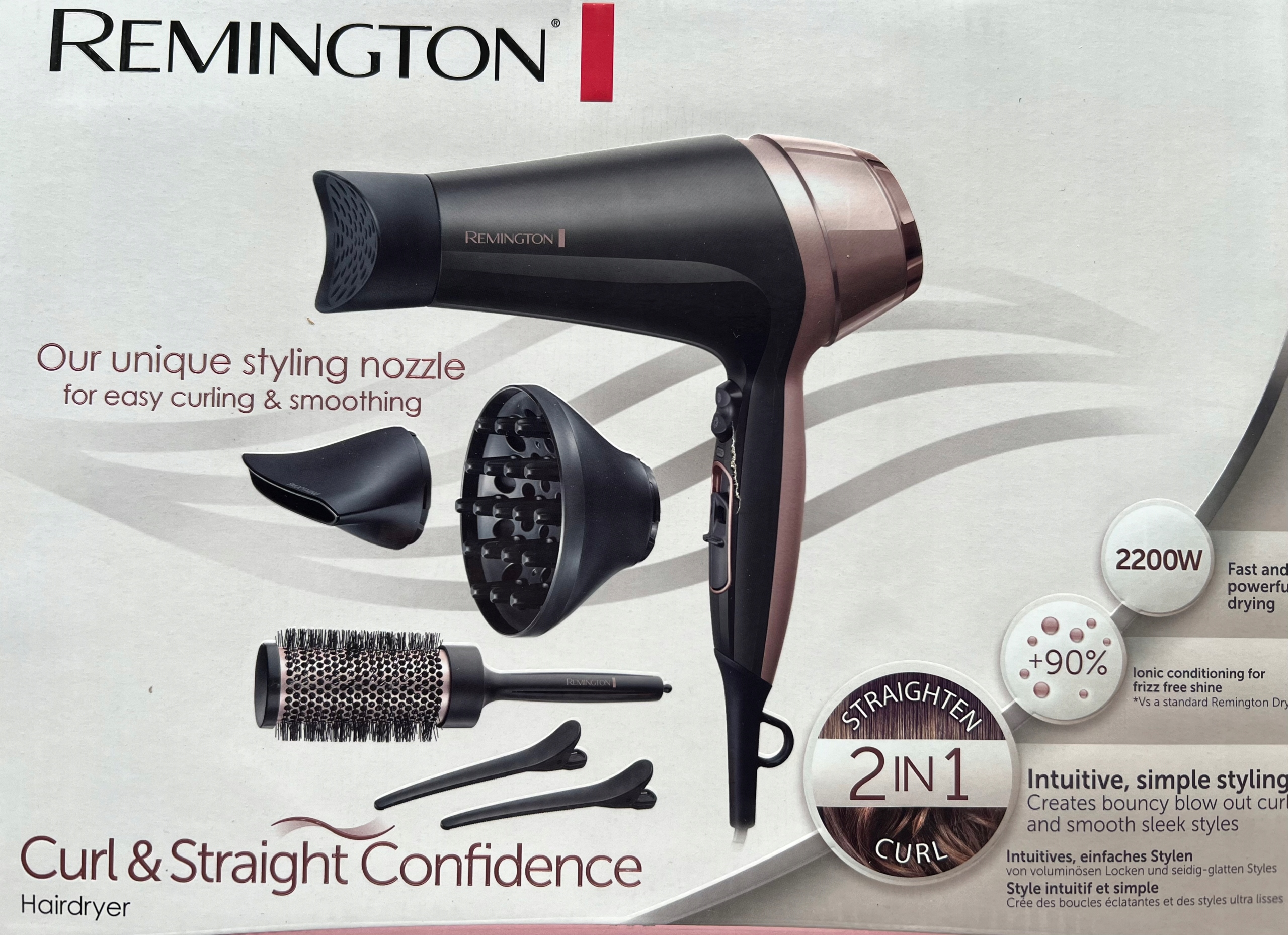 Remington Curl & Straight Confidence Jonizacja Dyfuzor Zimny nawiew 2200W 2 prędkości 3 temperatury