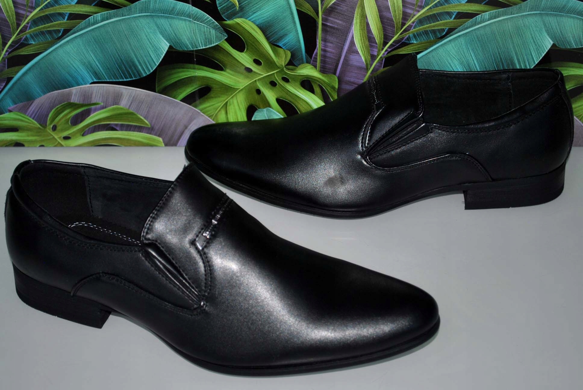 PÓŁBUTY WIZYTOWE MĘSKIE ORGINAL ELEGANT BUTY KOWBOJKA STYL CASUAL PANTOFLE Kolor czarny