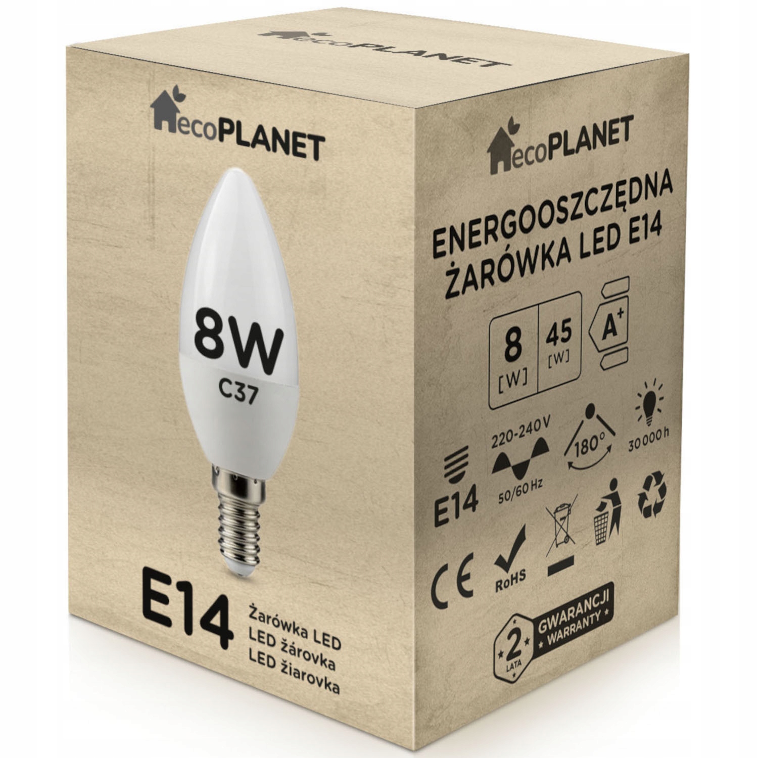 

Żarówka Led E14 świeczka 8W 700lm Barwy ecoPLANET