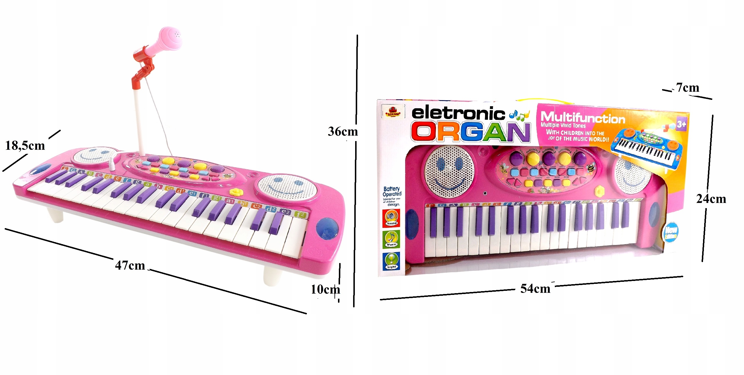 ORGANY Z MIKROFONEM 37 KLAWISZY! NAGRYWANIE 3702 R Materiał Plastik