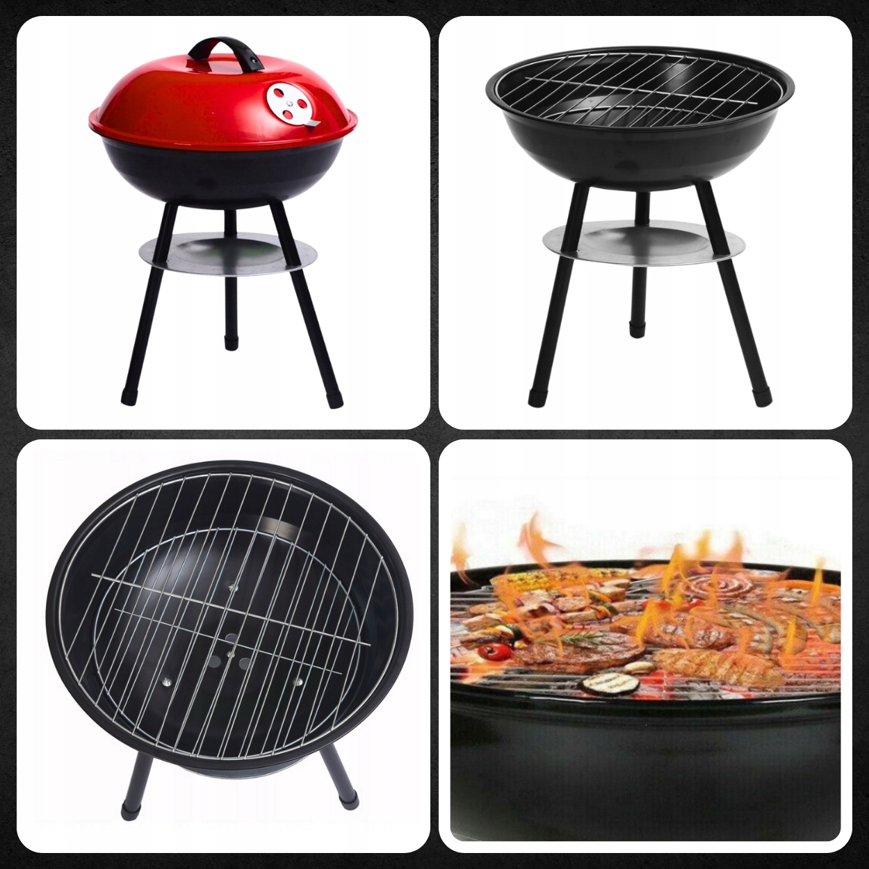 GRILL OGRODOWY WĘGLOWY STOJĄCY NA WĘGIEL 48cm NA KÓŁKACH PRZENOŚNY DO OGROD Kod producenta 5.22.14348