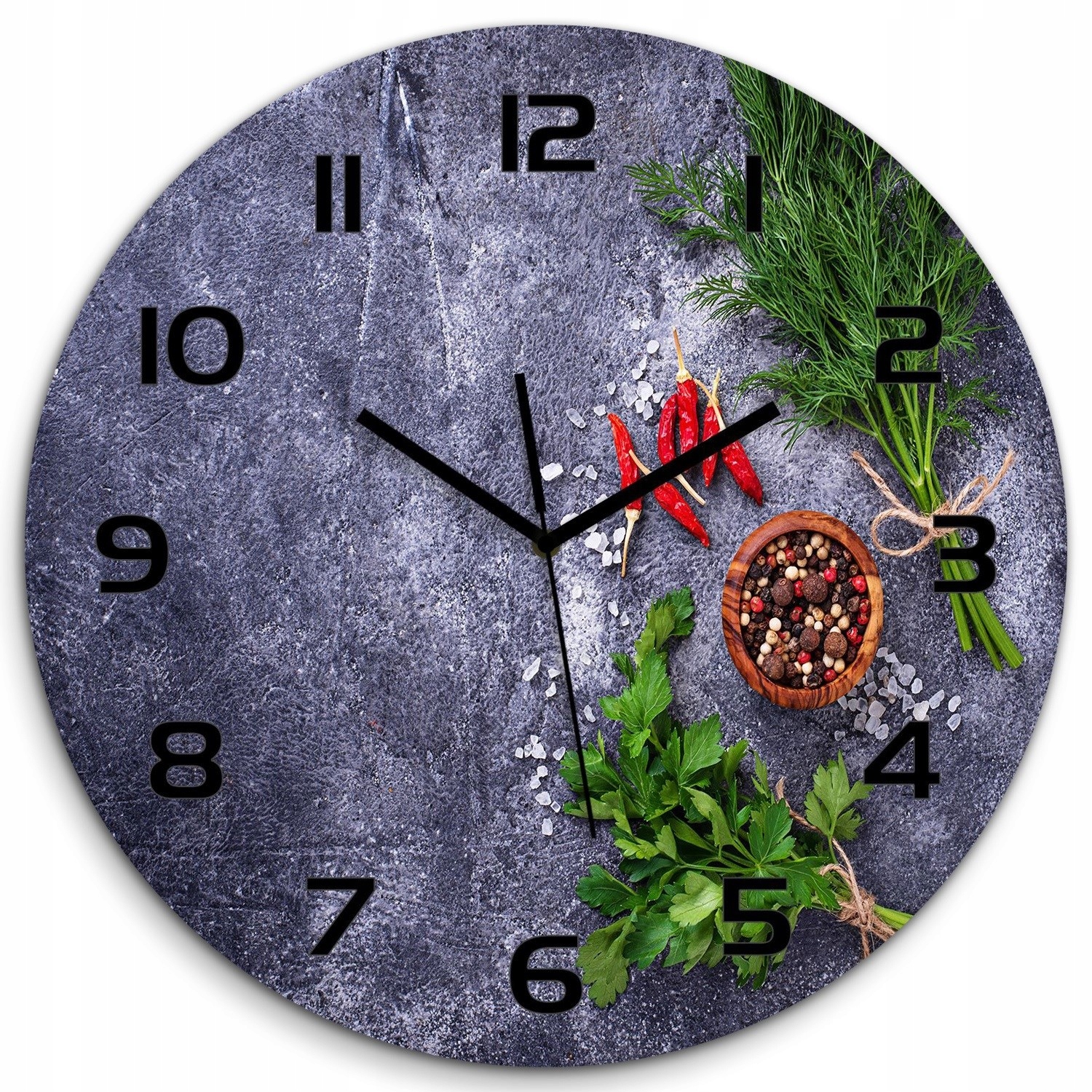 

Nowoczesny szklany zegar Zioła i przyprawy fi 60cm